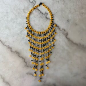 Elegant Yellow Floral Beaded Necklace